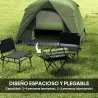 Tienda de Camping para 4 Personas Impermeable Fácil Instalación y Bolsa de Transporte Incluida 200x200x135 cm Verde - Ogal.Es