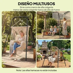 Soporte para Silla Colgante Hamaca 183 cm Soporte para Columpio Estructura de Acero Almohadillas Antideslizantes... - Ogal.Es