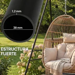 Soporte para Silla Colgante Hamaca 183 cm Soporte para Columpio Estructura de Acero Almohadillas Antideslizantes... - Ogal.Es