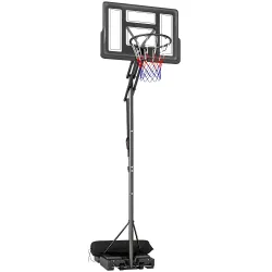 Canasta de Baloncesto Exterior con Ruedas Altura Ajustable 235-305 cm Base Rellenable y Bolsa de Peso Negro - Ogal.Es
