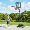 Canasta de Baloncesto Exterior con Ruedas Altura Ajustable 235-305 cm Base Rellenable y Bolsa de Peso Negro - Ogal.Es