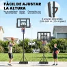 Canasta de Baloncesto Exterior con Ruedas Altura Ajustable 235-305 cm Base Rellenable y Bolsa de Peso Negro - Ogal.Es