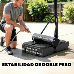 Canasta de Baloncesto Exterior con Ruedas Altura Ajustable 235-305 cm Base Rellenable y Bolsa de Peso Negro - Ogal.Es