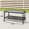 Mesa de Jardín de Ratán Mesita Auxiliar con Estante Tablero de Vidrio Templado Estructura de Acero 92x50x45 cm N... - Ogal.Es