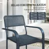 Juego de 4 Sillas de Jardín Exterior Apilables con Reposabrazos Respaldo y Marco de Acero 55x60x83 cm Gris Oscuro - Ogal.Es