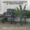 Juego de 4 Sillas de Jardín Exterior Apilables con Reposabrazos Respaldo y Marco de Acero 55x60x83 cm Gris Oscuro - Ogal.Es