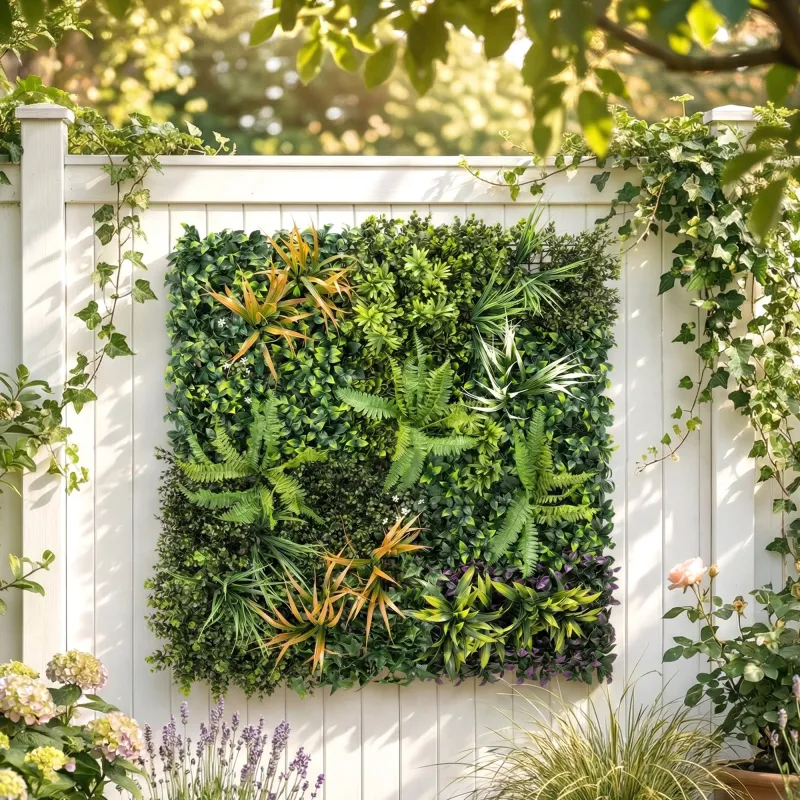 Seto Artificial Ocultación Jardín en Rollo 1x1 m Valla de Privacidad de Hiedra Artificial para Balcón Exterior - Ogal.Es