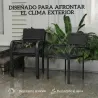 Juego de 4 Sillas de Jardín Exterior Apilables con Reposabrazos Respaldo y Marco de Acero 55x60x83 cm Negro - Ogal.Es