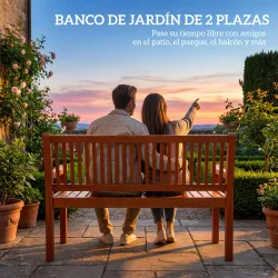 Banco de Jardín Madera Banco de Exterior 2 Plazas con Funda Impermeable Respaldo Ergonómico 125x62x90 cm Marrón ... - Ogal.Es