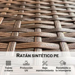 Sofá Exterior de Ratán de 2 Plazas Sofá Exterior de Jardín con Cojín Lavable Estructura de Acero para Balcón Caqui - Ogal.Es
