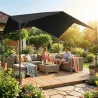 Pérgola de Jardín 3x3 m con Dosel UPF30+ Estructura de Metal Galvanizado Techo Inclinado Pabellón para Exterior ... - Ogal.Es