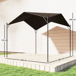 Pérgola de Jardín 3x3 m con Dosel UPF30+ Estructura de Metal Galvanizado Techo Inclinado Pabellón para Exterior ... - Ogal.Es