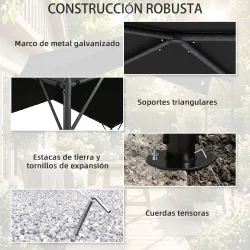 Pérgola de Jardín 3x3 m con Dosel UPF30+ Estructura de Metal Galvanizado Techo Inclinado Pabellón para Exterior ... - Ogal.Es