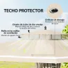 Carpa para Jardín con Techo Doble Cenador con Mosquiteras y Cortinas para Exterior Terraza 370x303x290 cm Beige - Ogal.Es