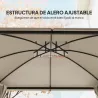 Carpa para Jardín con Techo Doble Cenador con Mosquiteras y Cortinas para Exterior Terraza 370x303x290 cm Beige - Ogal.Es