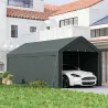 Carpa Garaje de Exterior 3x6 m con Tejido PE Resistente Estructura de Acero y Paredes Desmontables Gris Oscuro - Ogal.Es