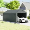 Carpa Garaje de Exterior 3x6 m con Tejido PE Resistente Estructura de Acero y Paredes Desmontables Gris Oscuro - Ogal.Es