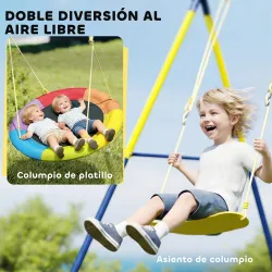 Columpio para Bebés Cuerdas Ajustables Soporte de Acero Carga 150 kg para 3 Niños de 3-8 Años Multicolor - Ogal.Es