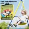 Columpio para Bebés Cuerdas Ajustables Soporte de Acero Carga 150 kg para 3 Niños de 3-8 Años Multicolor - Ogal.Es