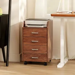 Cajonera de Escritorio con Ruedas Cajonera de Oficina con 4 Cajones Archivador Móvil para Estudio 40x36x65 cm Ma... - Ogal.Es