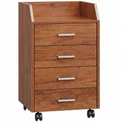 Cajonera de Escritorio con Ruedas Cajonera de Oficina con 4 Cajones Archivador Móvil para Estudio 40x36x65 cm Ma... - Ogal.Es
