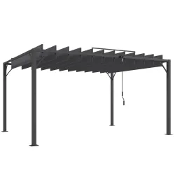Pérgola de Jardín 3x4 m con Protección UPF 50+ Gazebo con Techo Ajustable Estructura de Aluminio para Exterior Gris - Ogal.Es