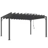 Pérgola de Jardín 3x4 m con Protección UPF 50+ Gazebo con Techo Ajustable Estructura de Aluminio para Exterior Gris - Ogal.Es