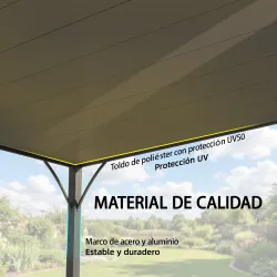 Pérgola de Jardín 3x4 m con Protección UPF 50+ Gazebo con Techo Ajustable Estructura de Aluminio para Exterior Gris - Ogal.Es