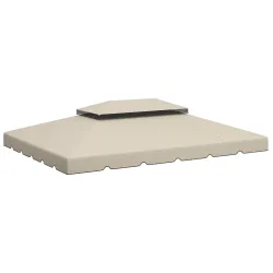 Toldo de Recambio para Cenador 4x3 m con Techo Doble Orificios de Drenaje Solo Toldo NO Incluye Marco Beige - Ogal.Es