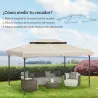Toldo de Recambio para Cenador 4x3 m con Techo Doble Orificios de Drenaje Solo Toldo NO Incluye Marco Beige - Ogal.Es