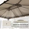Toldo de Recambio para Cenador 4x3 m con Techo Doble Orificios de Drenaje Solo Toldo NO Incluye Marco Beige - Ogal.Es
