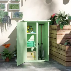 Armario de Jardín de Madera para Exterior para Herramientas con 2 Estantes y Techo Asfáltico 75x56x115 cm Verde - Ogal.Es