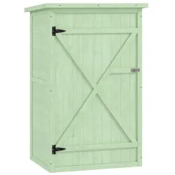Armario de Jardín de Madera para Exterior para Herramientas con 2 Estantes y Techo Asfáltico 75x56x115 cm Verde - Ogal.Es