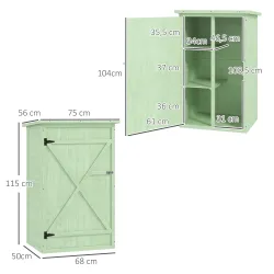 Armario de Jardín de Madera para Exterior para Herramientas con 2 Estantes y Techo Asfáltico 75x56x115 cm Verde - Ogal.Es
