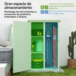Armario de Jardín de Madera para Exterior para Herramientas con 2 Estantes y Techo Asfáltico 75x56x115 cm Verde - Ogal.Es