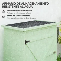 Armario de Jardín de Madera para Exterior para Herramientas con 2 Estantes y Techo Asfáltico 75x56x115 cm Verde - Ogal.Es