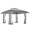 Carpa Plegable 4x4 m Pop-up con Doble Techo 4 Laterales de Malla Altura Ajustable Bolsa Transporte UPF30+ Gris - Ogal.Es