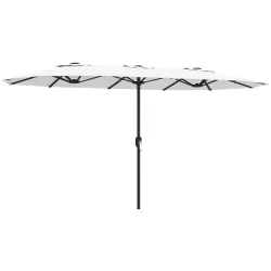 Sombrilla Doble de Jardín 4,6x2,6 m con Manivela Manual Protección UV50+ Funda Resistente al Agua Blanco - Ogal.Es
