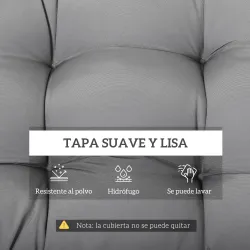 Cojín para Banco de 2 Plazas para Interior y Exterior con 8 Puntadas para Sillas Sofás 110x48x8 cm Gris - Ogal.Es