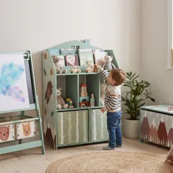Estantería Infantil para Juguetes con Cajones de Tela Estantes Abiertos Diseño de Ositos Organizador de Juguetes... - Ogal.Es