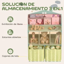 Estantería Infantil para Juguetes con Cajones de Tela Estantes Abiertos Diseño de Ositos Organizador de Juguetes... - Ogal.Es