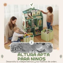 Estantería Infantil para Juguetes con Cajones de Tela Estantes Abiertos Diseño de Ositos Organizador de Juguetes... - Ogal.Es