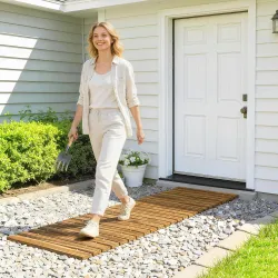 Camino de Jardín de Madera 120x38 cm Pasarela Recta Enrollable para Exteriores Resistente a la Intemperie Carbon... - Ogal.Es