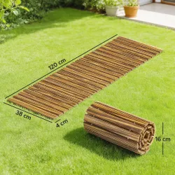 Camino de Jardín de Madera 120x38 cm Pasarela Recta Enrollable para Exteriores Resistente a la Intemperie Carbon... - Ogal.Es