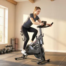 Bicicleta Estática en Casa con Resistencia Magnética Regulable Pantalla LCD Asiento y Manillar Ajustables Ruedas... - Ogal.Es