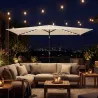 Sombrilla de Jardín con 24 Luces LED Solares Dosel Inclinable Poste Metálico 2,9x2,5 m Crema - Ogal.Es