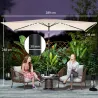 Sombrilla de Jardín con 24 Luces LED Solares Dosel Inclinable Poste Metálico 2,9x2,5 m Crema - Ogal.Es