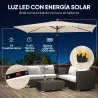 Sombrilla de Jardín con 24 Luces LED Solares Dosel Inclinable Poste Metálico 2,9x2,5 m Crema - Ogal.Es