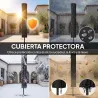 Sombrilla de Jardín con 24 Luces LED Solares Dosel Inclinable Poste Metálico 2,9x2,5 m Crema - Ogal.Es