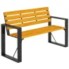 Banco de Jardín Exterior de 2 Plazas con Respaldo y Asiento Listonado de Madera Marco de Acero 136x54x82 cm Natural - Ogal.Es